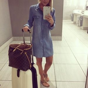 Denim Chambray Button Down Shirt Dress